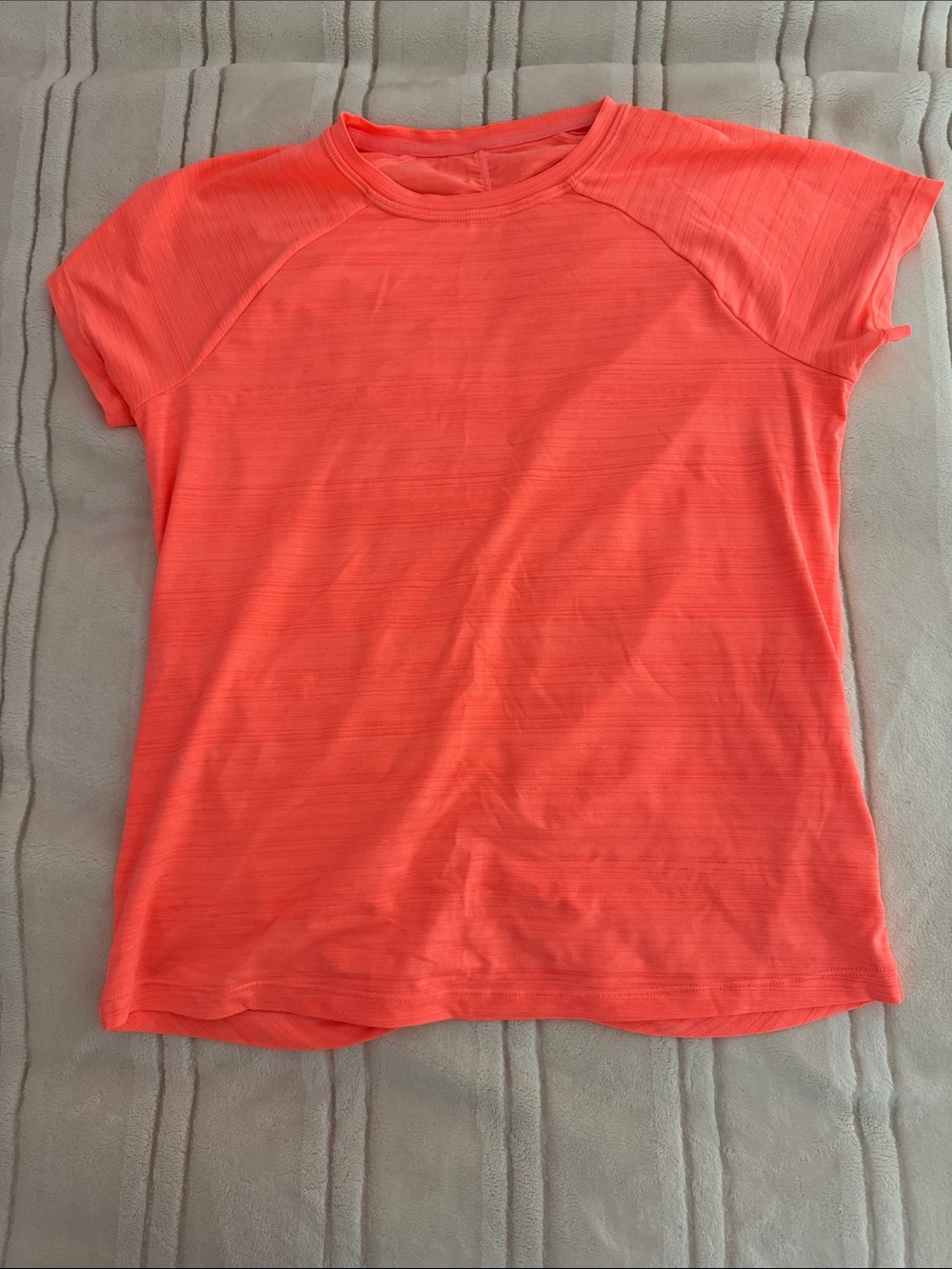 Athleta GIRL Neon Coral Short-Sleeve Rash Guard ruched Size 14/XL